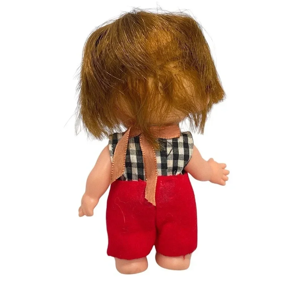 Vintage Forsum 6'' Big Eyes Redhead Freckles Rubber Doll Japan 1960s Boy Red Tag